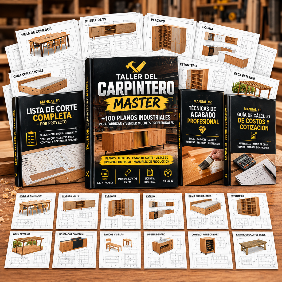 Taller Carpintero Master + 100 Planos Profesionales + 3 Manuales de Regalo